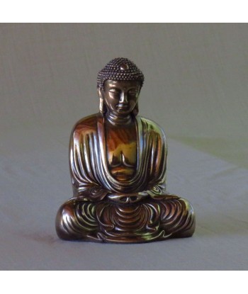 Classic Style Buddha in meditation pose - bronze coated reconstituted marble soldes