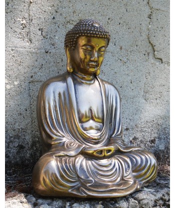 Classic Style Buddha in meditation pose - bronze coated reconstituted marble soldes