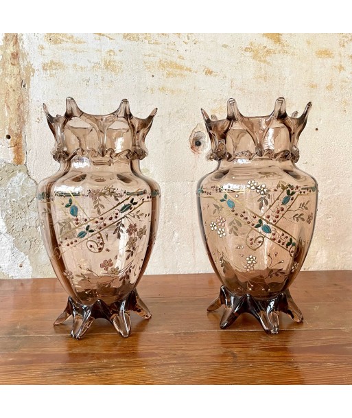 Paire de vases en cristal Art Nouveau Auguste Jean des créatures d'habitude