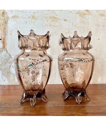 Paire de vases en cristal Art Nouveau Auguste Jean des créatures d'habitude