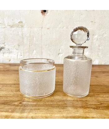 Ensemble de toilette flacon et pot à coton cristal basket pas cher