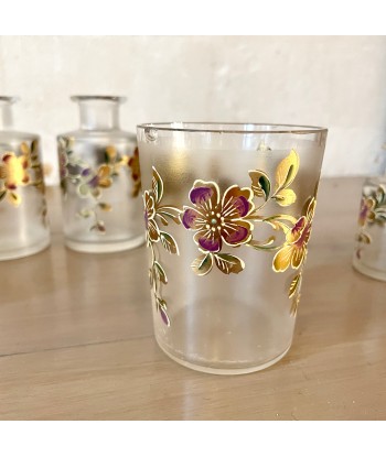 Garniture de toilette en verre émaillé et doré france