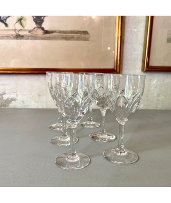 Lot de 6 verres en cristal taillé de technologie