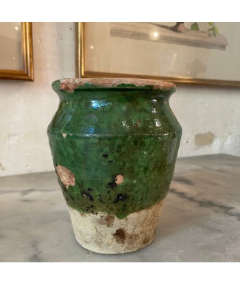 Ancien pot en grès vernissé vert plus qu'un jeu 