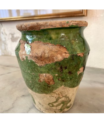 Ancien pot en grès vernissé vert plus qu'un jeu 