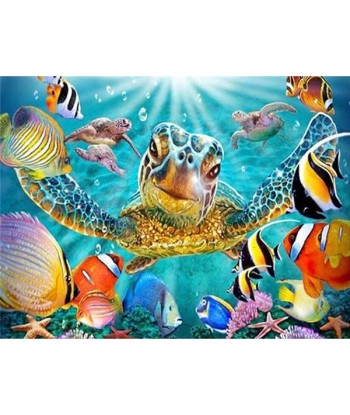 Broderie Diamant  Gentille Tortue de Mer Vous souhaitez 