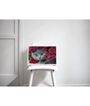 Broderie Diamant  Chat et Fleurs Rouges 50-70% off 