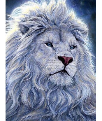 Broderie Diamant  Lion Blanc Livraison rapide