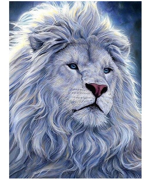 Broderie Diamant  Lion Blanc Livraison rapide