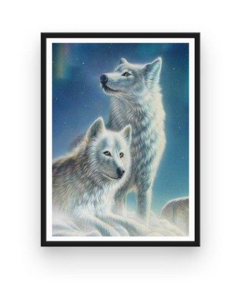 Broderie Diamant  Couple de Loups Blancs Les êtres humains sont 