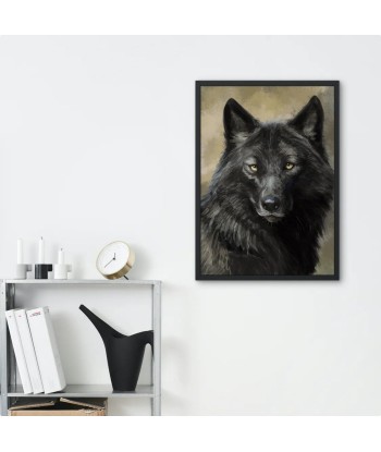 Broderie Diamant  Loup Noir la livraison gratuite