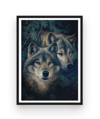 Broderie Diamant  Couple de Loups Alpha l'achat 