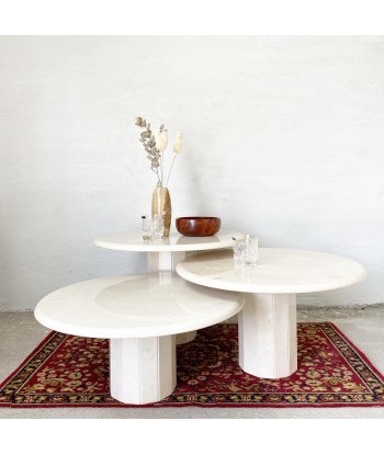 Tables gigognes en marbre beige pas chere