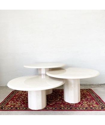 Tables gigognes en marbre beige pas chere