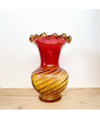 Vase verre soufflé torsadé rouge commande en ligne